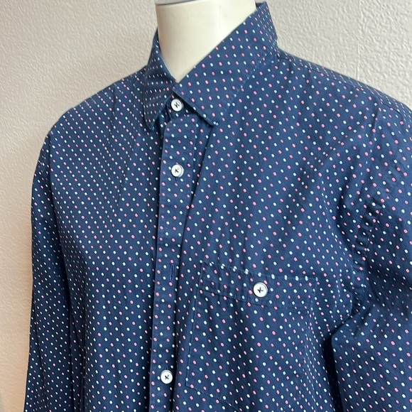 Express Other - 🛍️ 4 for $25 Express Men’s Fitted Polka Dot Button-Down Shirt L – Stylish Casual